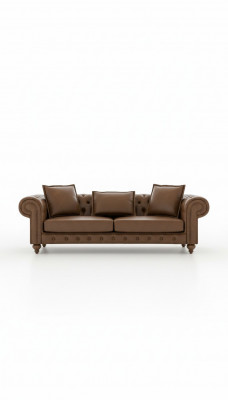 Brown three-seater living room couch luxury leather sofas style furniture new