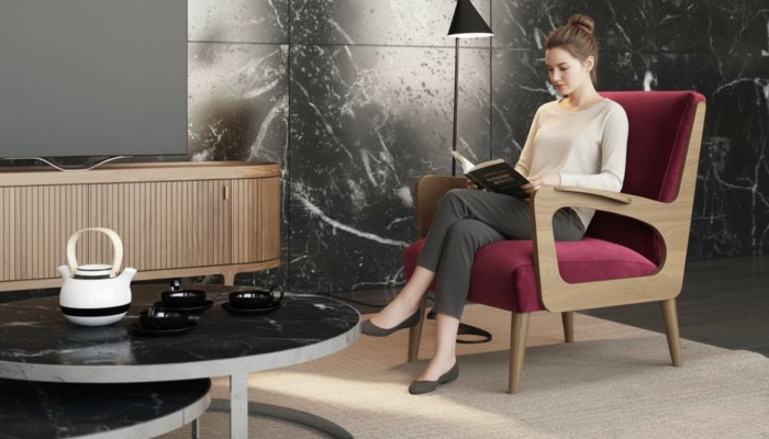 Living room armchair luxury single seater cocktail chair reading chair fabric