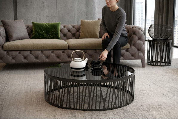 Modern design glass coffee table set for the living room