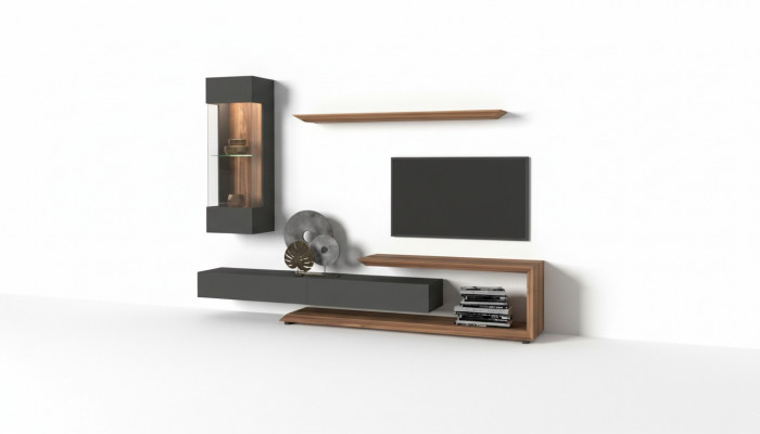 Wall Cabinet Wall Panel Side Cabinet Natural Walnut - Matt Anthracite
