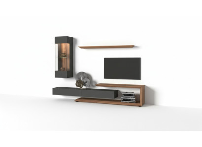 Wall Cabinet Wall Panel Side Cabinet Natural Walnut - Matt Anthracite