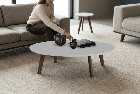 Small round coffee tables set, living room furniture, solid wood tables, luxury new