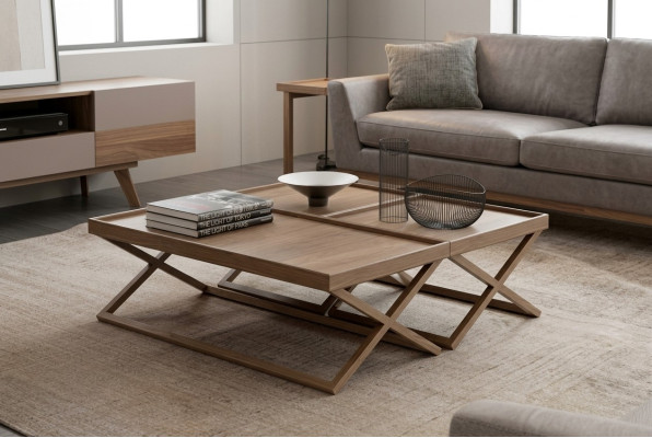 Folding Luxury Brown Coffee Table Wooden Table Living Room Furniture Style Table