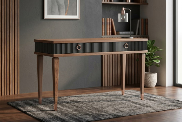 Modern console table with drawers luxury natural walnut - anthracite
