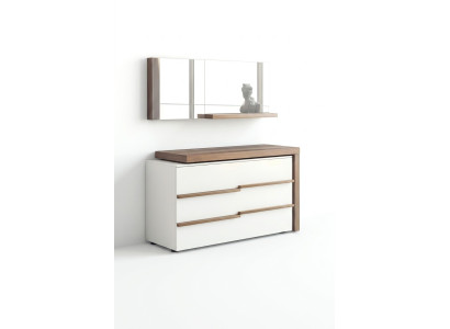 White Luxury Dresser with Mirror Modern Walnut Natural Design New