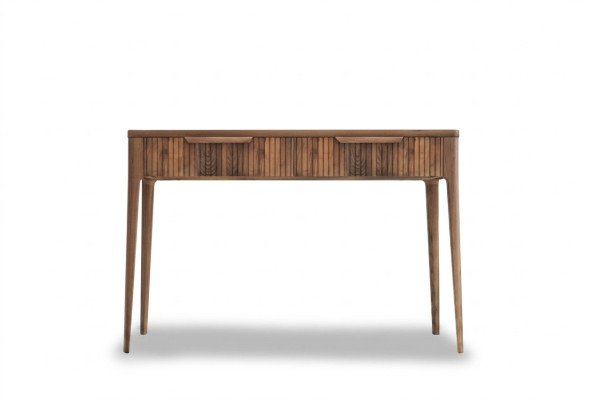 Wood console table, walnut natural - Toros black marble.