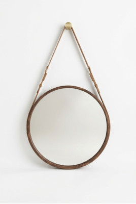 Framed Wall Mirror Luxurious brown frame made of natural walnut wood