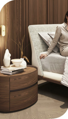 Designer Wooden Nightstand Modern Design Solid Wood Bedroom Furniture
