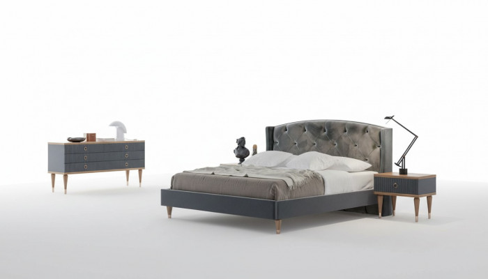 Gray Bedroom Set Luxury Set Double Bed 2x Nightstands Dresser