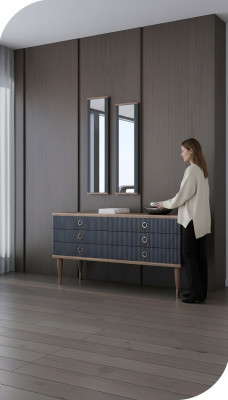 Designer chest of drawers with drawers natural walnut - matt anthracite
