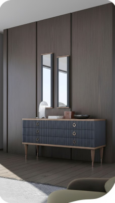 Designer chest of drawers with drawers natural walnut - matt anthracite