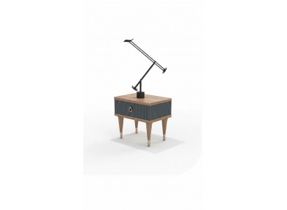 Natural Walnut - Matt Anthracite Nightstand With Drawers Console Tables