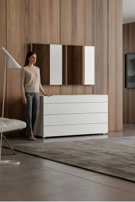 White designer luxury dresser with mirror 4 drawers wooden furniture new