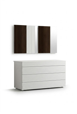 White designer luxury dresser with mirror 4 drawers wooden furniture new