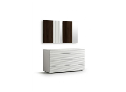 White designer luxury dresser with mirror 4 drawers wooden furniture new