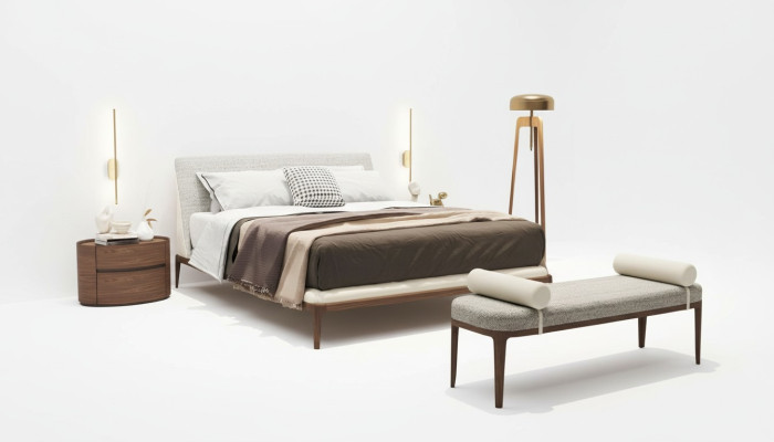 Brown bedroom set bed frame 2x nightstands double bed 3-piece set