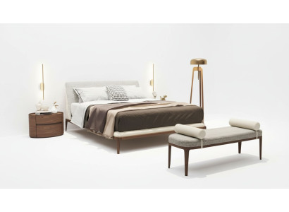 Brown bedroom set bed frame 2x nightstands double bed 3-piece set