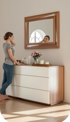 White Brown Bedroom Dresser Luxury Console Storage Noble Solid Wood Furniture