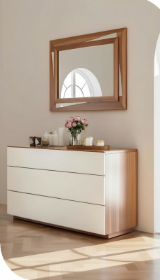 White Brown Bedroom Dresser Luxury Console Storage Noble Solid Wood Furniture