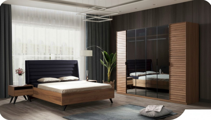 Large bedroom set, bedroom furniture, wardrobe, bed, nightstands