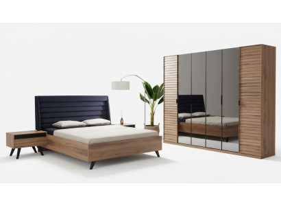 Black Brown Bed Frame Double Bed Bedroom Furniture Designer Bed