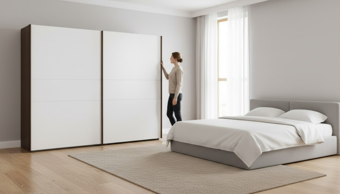 Modern wardrobe with mirrored doors bedroom furniture furnishings
