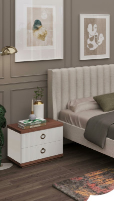 White bedside table with drawers wooden furniture modern luxury bedroom furniture