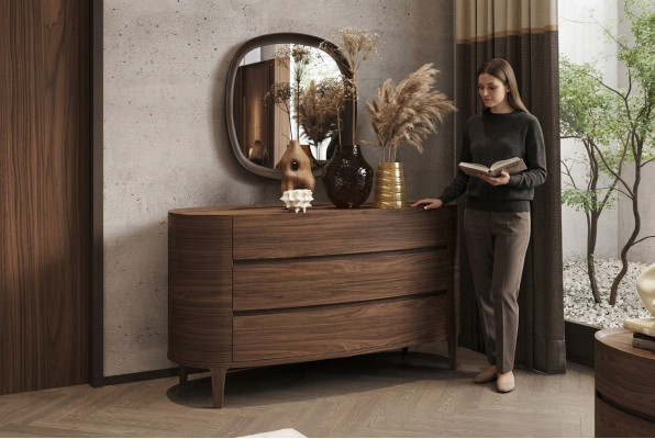 Brown designer dresser in a modern style with storage bedroom furniture
