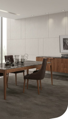 Dining room furniture chair, luxury dining chairs, brown comfortable textile chairs