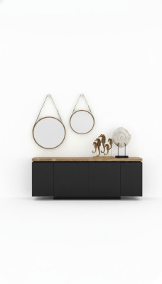 Dining room sideboard walnut natural - anthracite matte luxury furniture cabinet