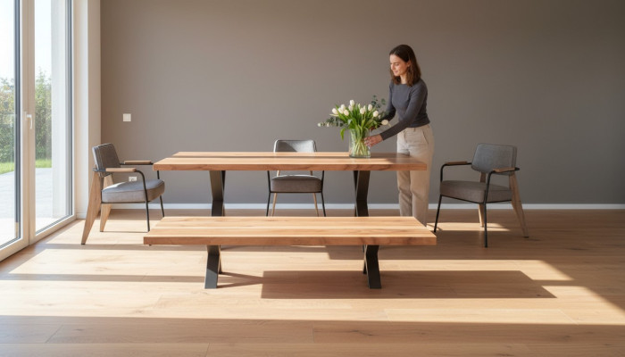 Designer dining room set table chairs dining bench modern style wooden furniture