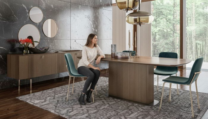 Modern dining set of luxury furniture table chairs buffet