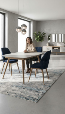 Blue dining chair luxury modern kitchen furniture designer wooden furniture