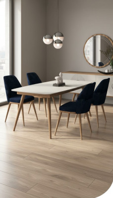 Blue dining chair luxury modern kitchen furniture designer wooden furniture