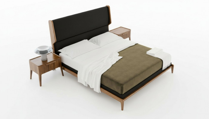 Brown Bedroom Set Bed Nightstands 2-piece Modern Style Luxury Furniture