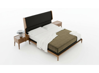 Brown Bedroom Set Bed Nightstands 2-piece Modern Style Luxury Furniture