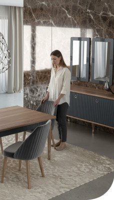 Gray Modern Luxury Chair Chairs Single-seater Wooden Furniture Kitchen Chairs