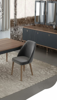 Gray Modern Luxury Chair Chairs Single-seater Wooden Furniture Kitchen Chairs