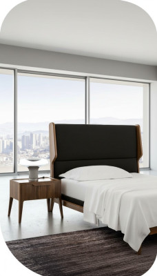 Bedroom nightstand with storage in modern style wooden furniture luxury
