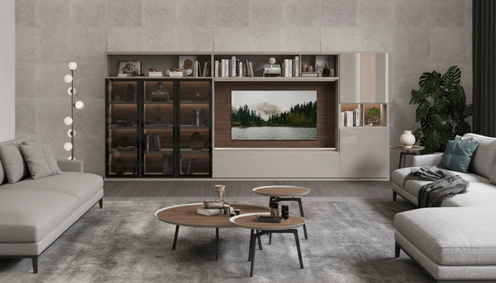 Living room unit modern white living room furniture luxurious wooden furniture interior