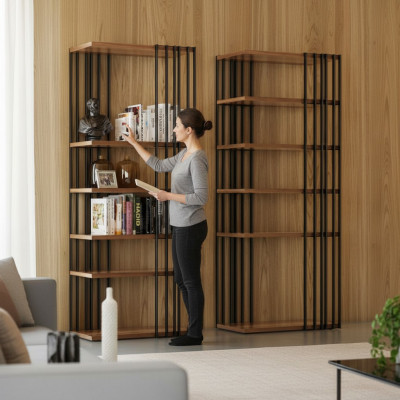 Bookshelf Luxury Cabinet Modern Living Room Wall Storage Shelves New