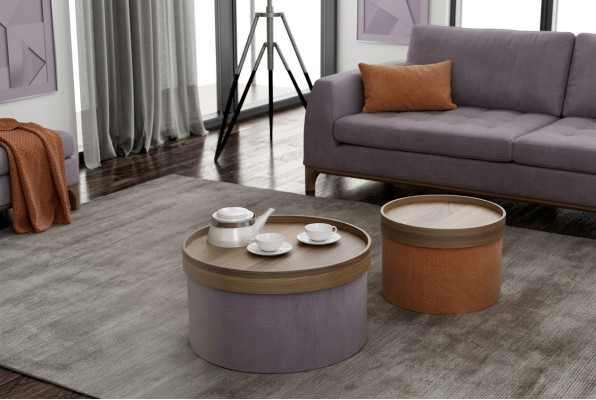 Round coffee tables, modern living room furniture, side tables, end tables.