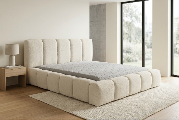 Bed white double bed bedroom wooden furniture design upholstered furniture fabric