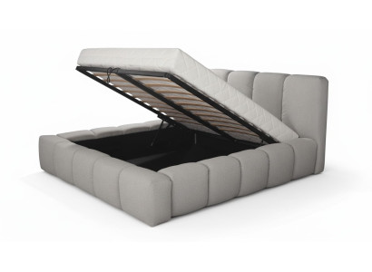 Bed grey double bedroom luxury design elegant upholstery fabric new