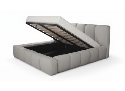 Bed grey double bedroom luxury design elegant upholstery fabric new