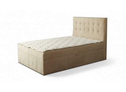 Chesterfield bed beige bedroom wooden furniture design elegant upholstery fabric