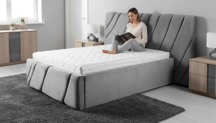 Gray bed velvet beds double bed 140x200 design beds hotel furnishings