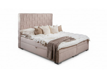 Beige bedroom beds upholstered bed Chesterfield textile fabric new