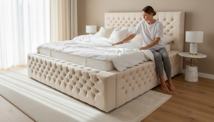 Luxury bed Chesterfield velvet beds textile double hotel furniture 140x200