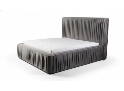 Gray double bedroom wooden furniture design elegant fabric classic furniture new-